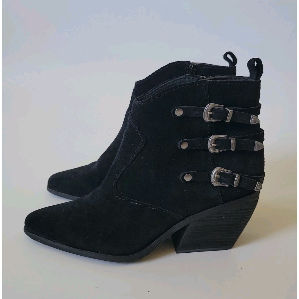 Zodiac Dacey Suede Point Toe Ankle Bootie 10M Black Boho Chic Cowgirl Western